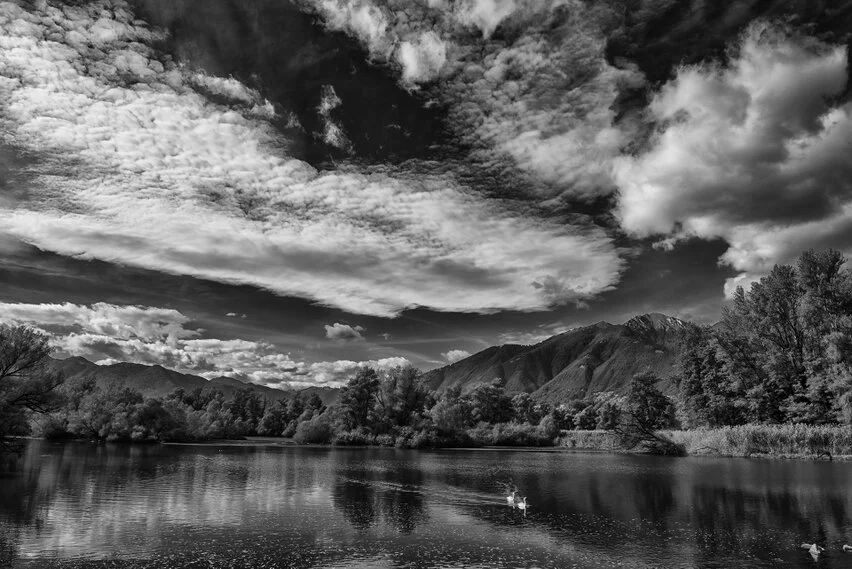 Black and white photograph of Ticino, Switzerland