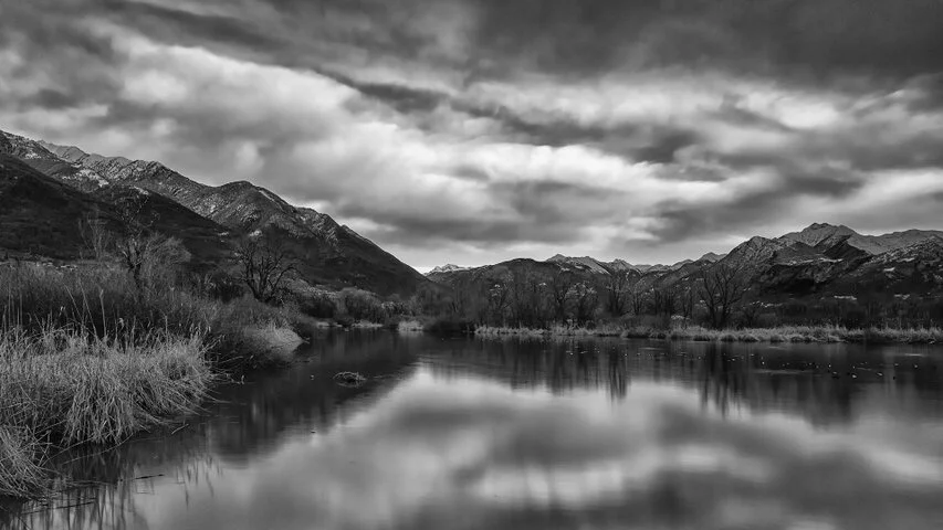 Black and white photograph of Ticino, Switzerland