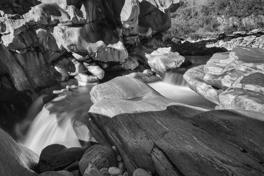 Black and white photograph of Ticino, Switzerland