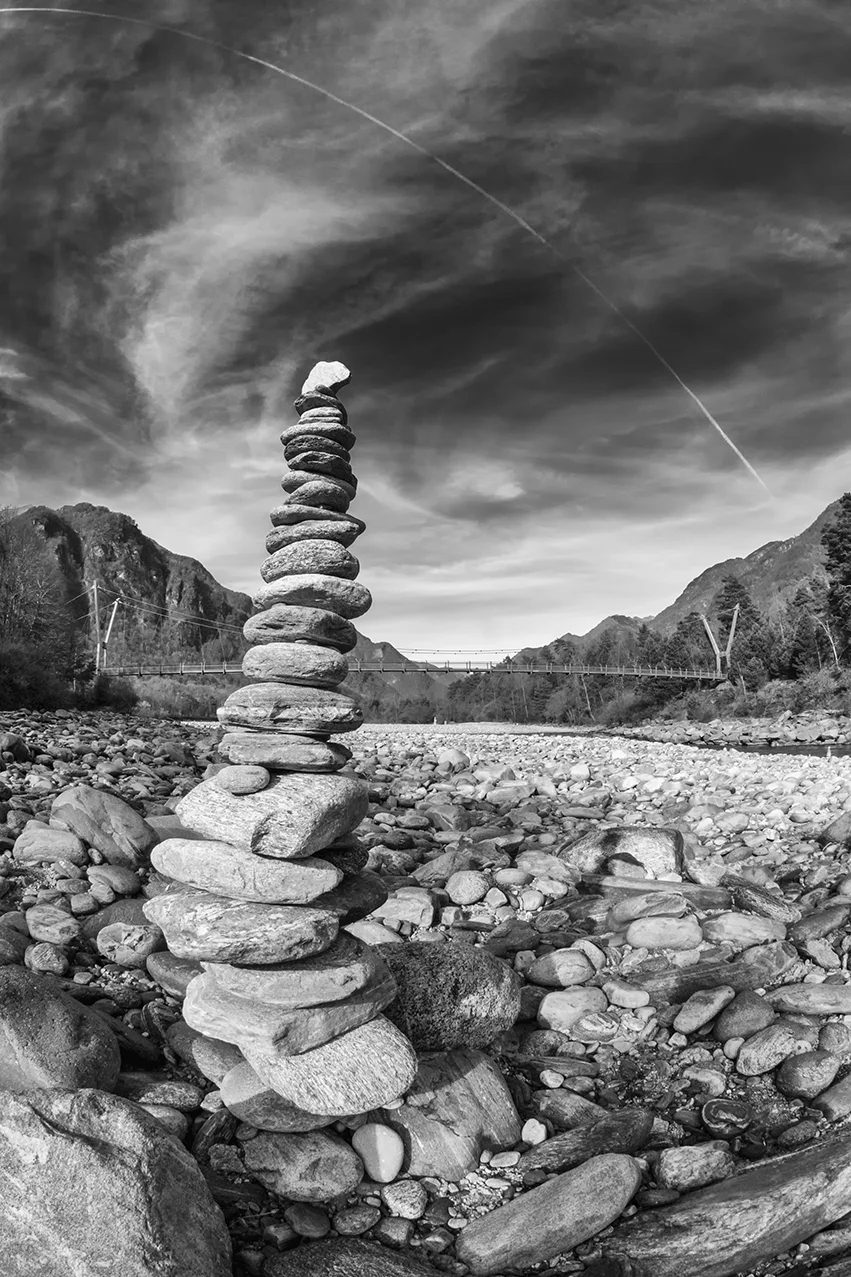 Black and white photograph of Ticino, Switzerland