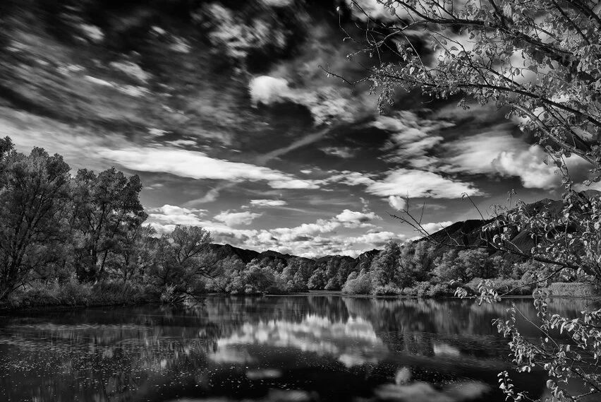 Black and white photograph of Ticino, Switzerland