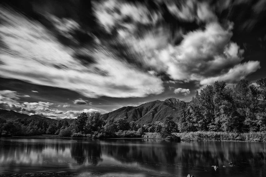 Black and white photograph of Ticino, Switzerland