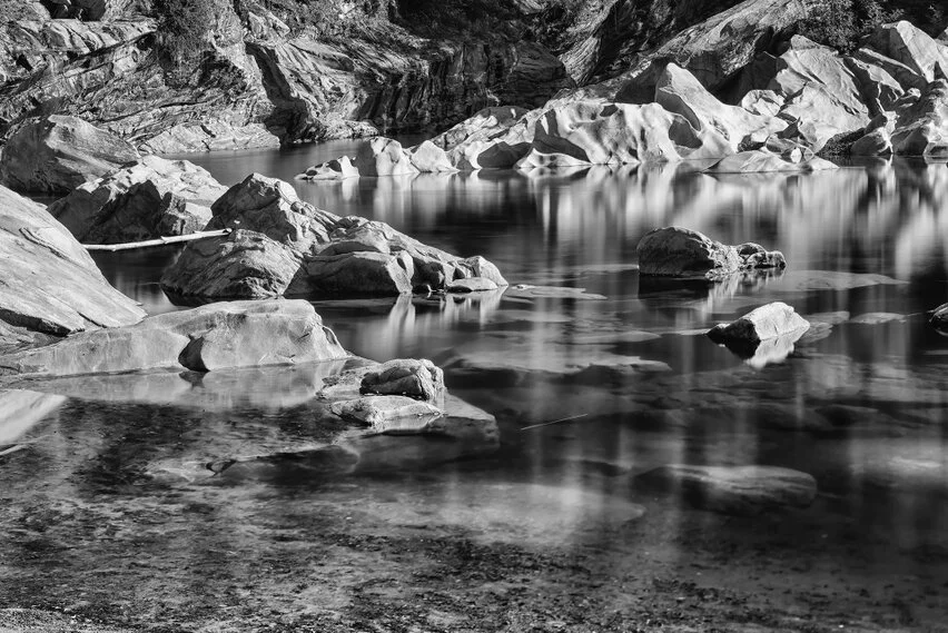 Black and white photograph of Ticino, Switzerland