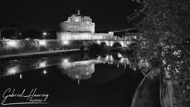 Long exposure color and black & white photograph of Rome, Italy’s historic landmarks during the day and night