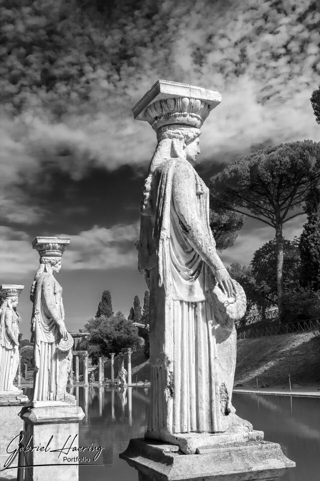 Long exposure color and black & white photograph of Rome, Italy’s historic landmarks during the day and night