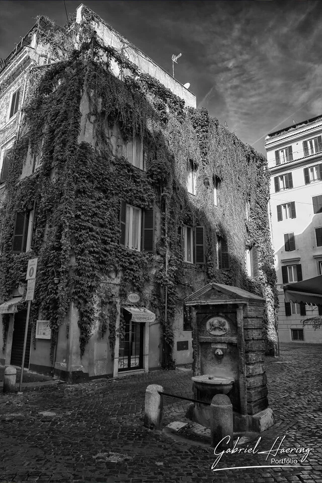 Long exposure color and black & white photograph of Rome, Italy’s historic landmarks during the day and night