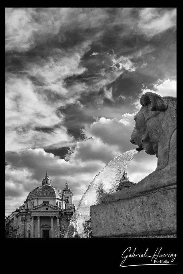 Long exposure color and black & white photograph of Rome, Italy’s historic landmarks during the day and night