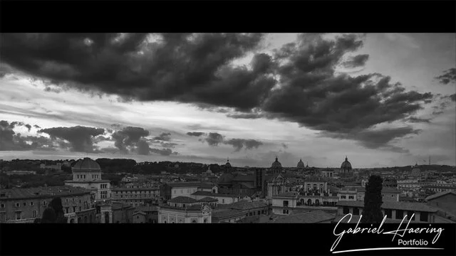 Long exposure color and black & white photograph of Rome, Italy’s historic landmarks during the day and night