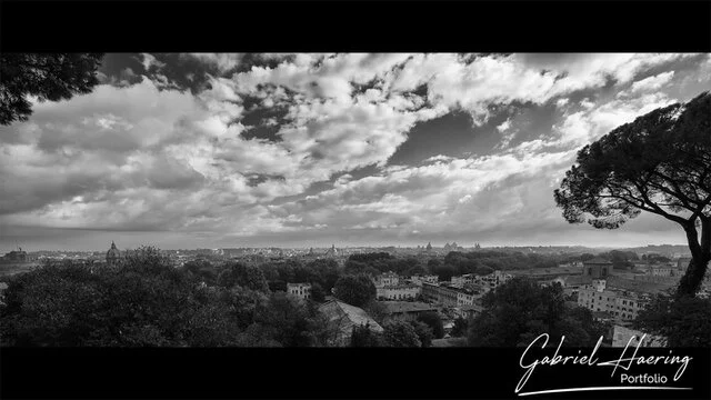 Long exposure color and black & white photograph of Rome, Italy’s historic landmarks during the day and night